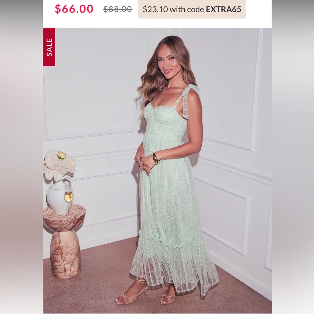 VICI Mint Green Maxi Dress with Tie Straps